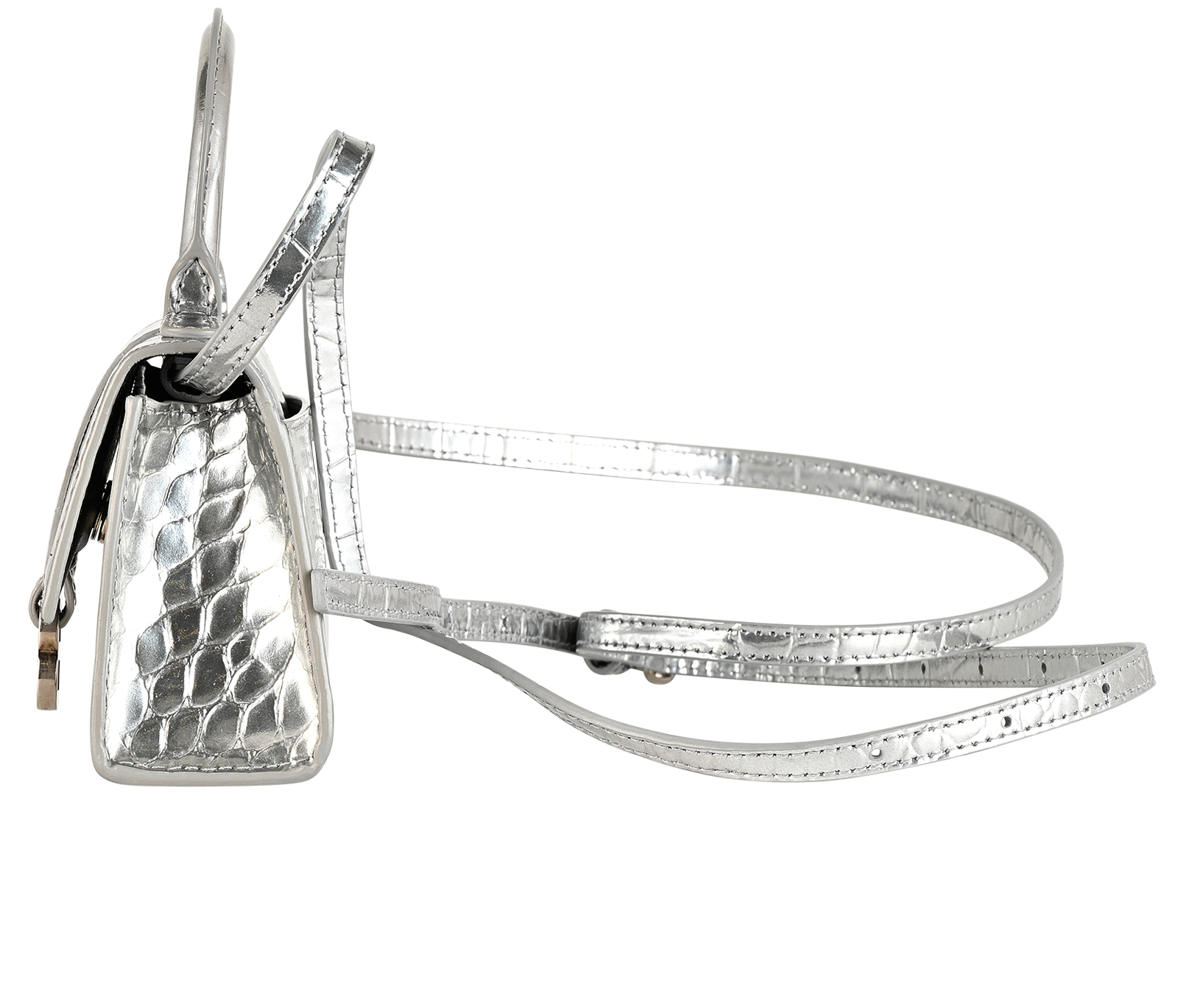 Mini Hourglass, &pound;375, Handbags, Silver, Leather, Bottom view